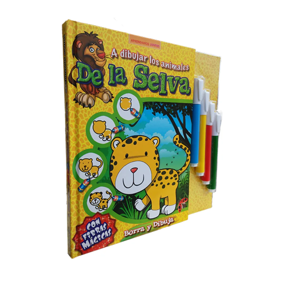 Libro Borra y Dibuja - Animales de la Selva