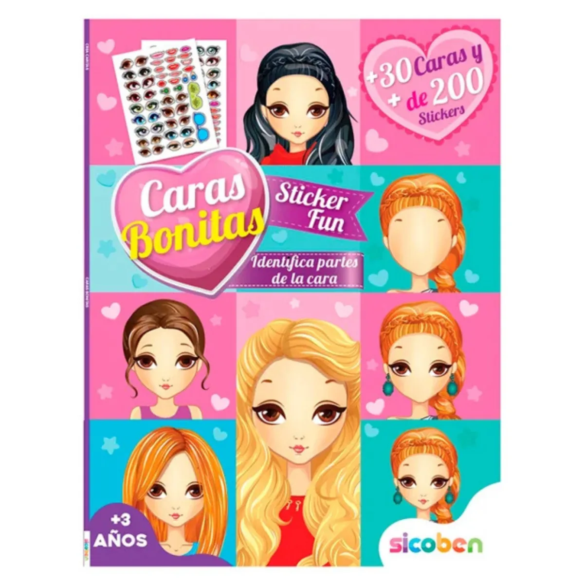 Libro con Stickers para armar Caras Bonitas