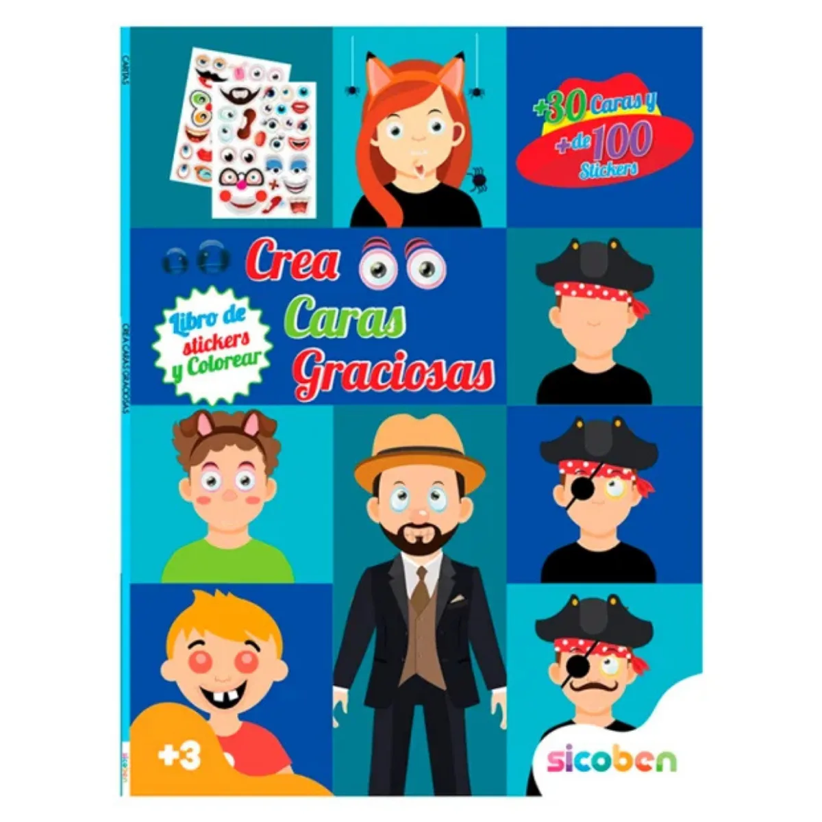 Libro con Stickers para armar Caras Graciosas