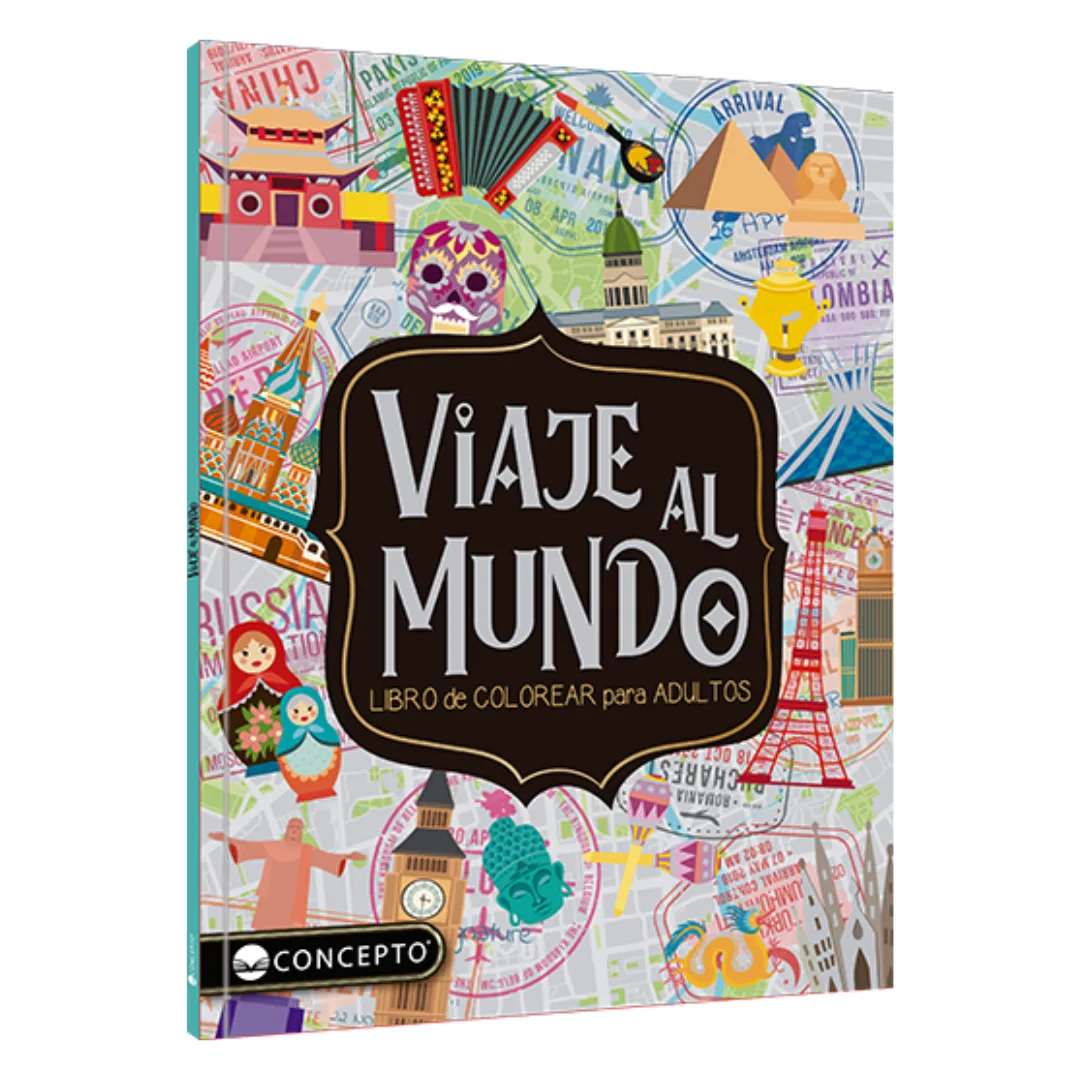 Libro para Colorear Adultos - Viaje al mundo