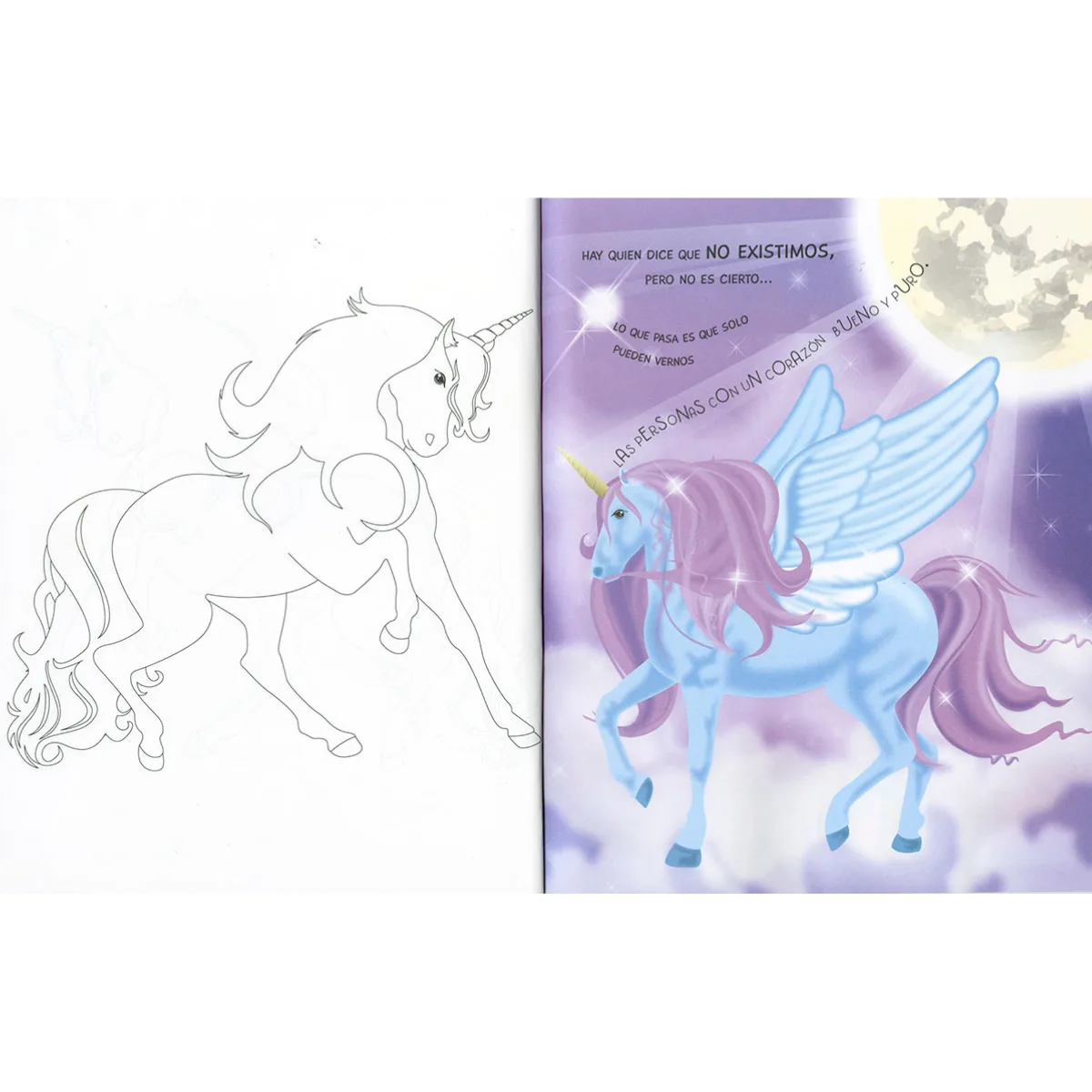 Libro para colorear Historia de Unicornios y otros seres