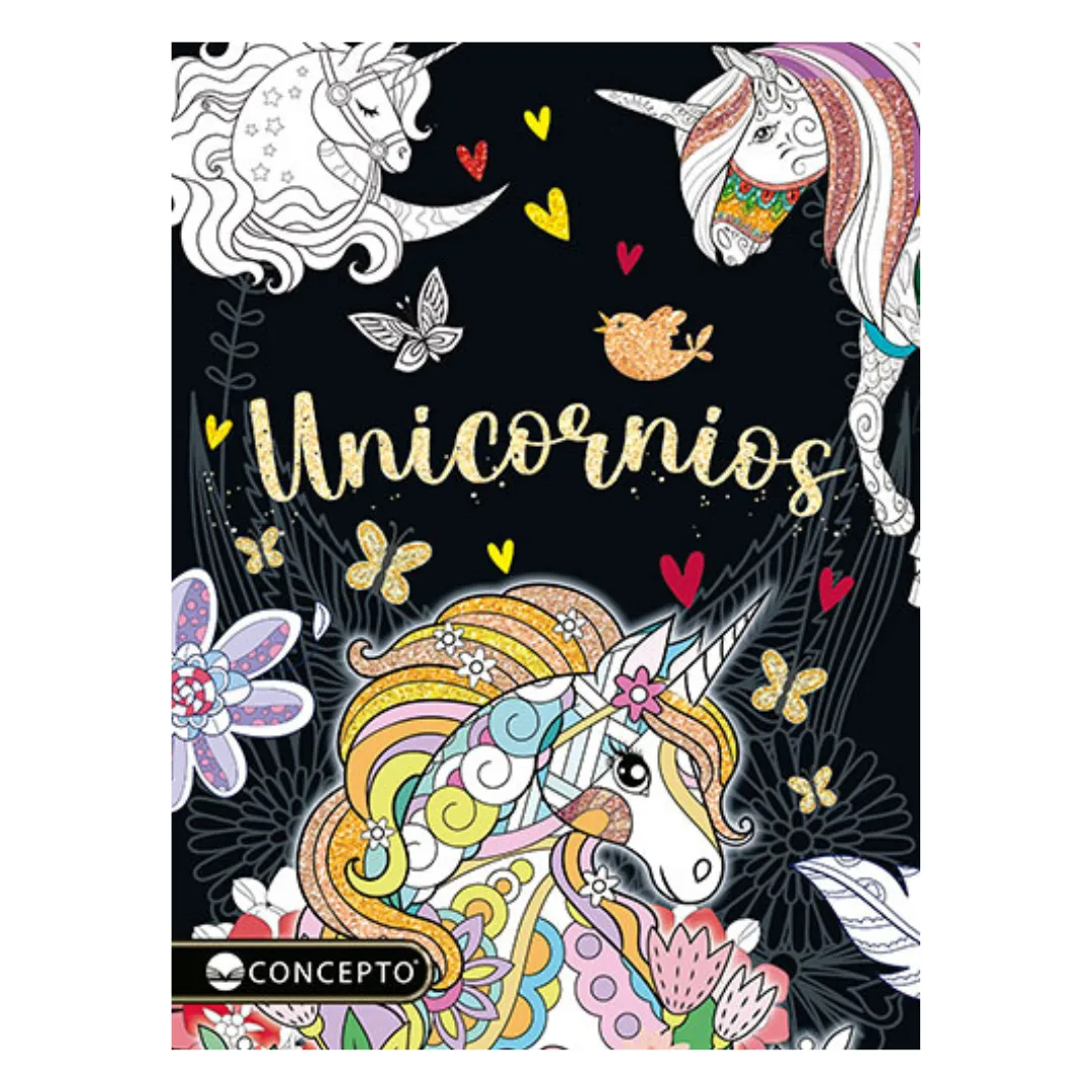 Libro para Colorear Unicornios - Relax Arte Glitter