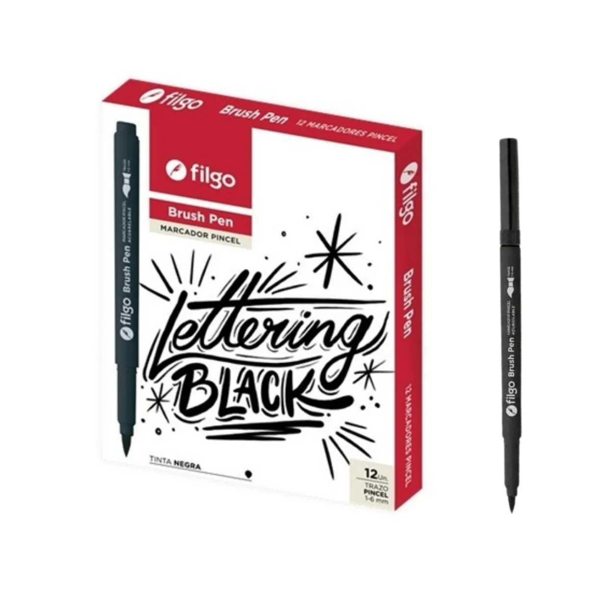 Marcador Punta Pincel Acuarelable - Lettering Negro
