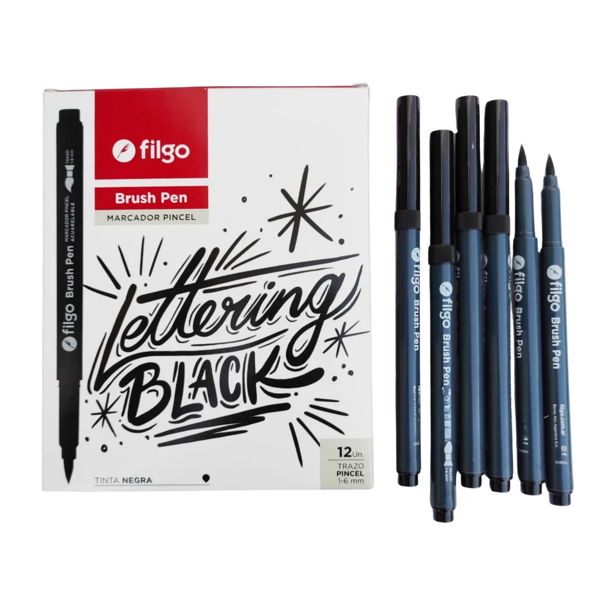 Marcador Punta Pincel  Acuarelable - Lettering Negro