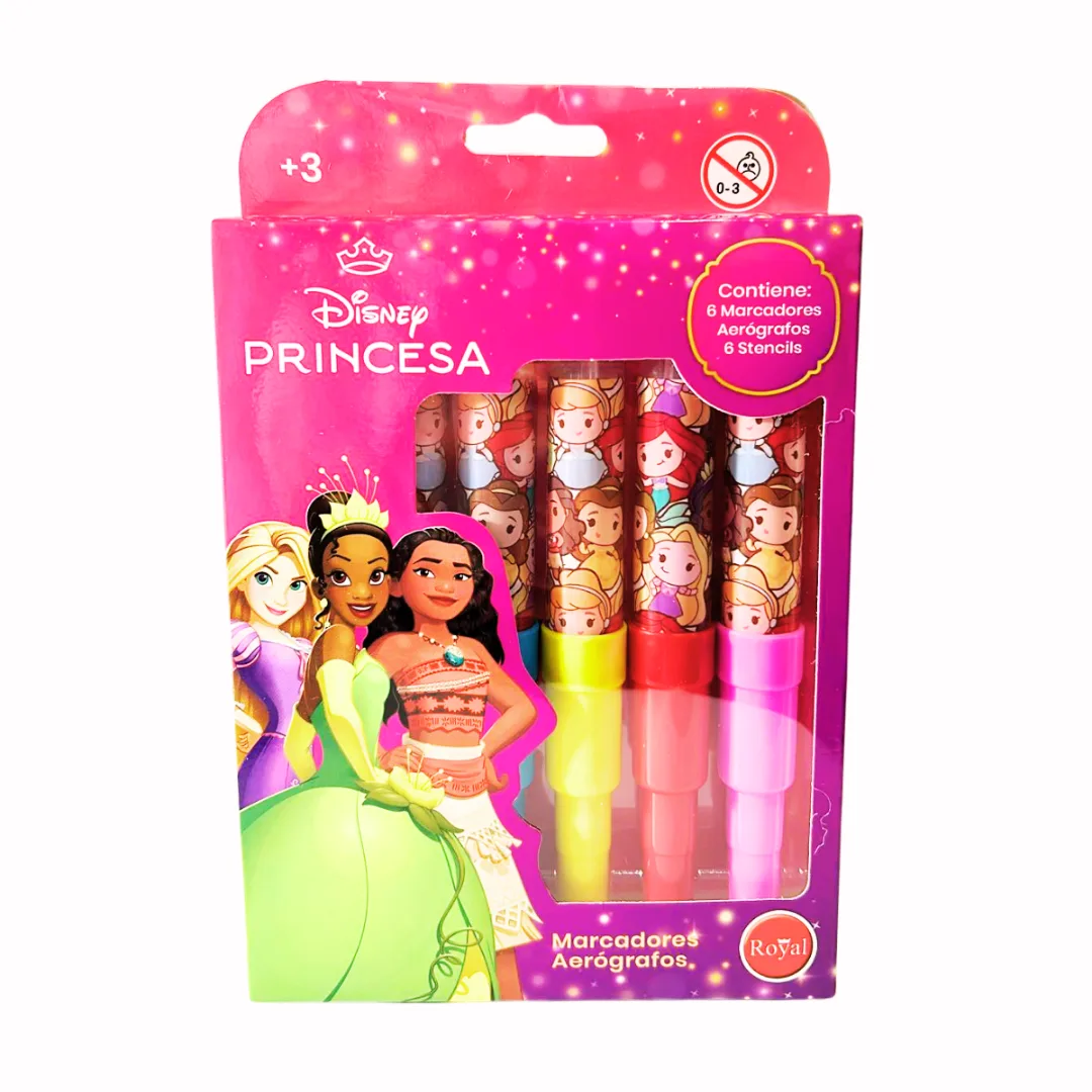 Marcadores Aerografo con Stencil Princesas - Royal