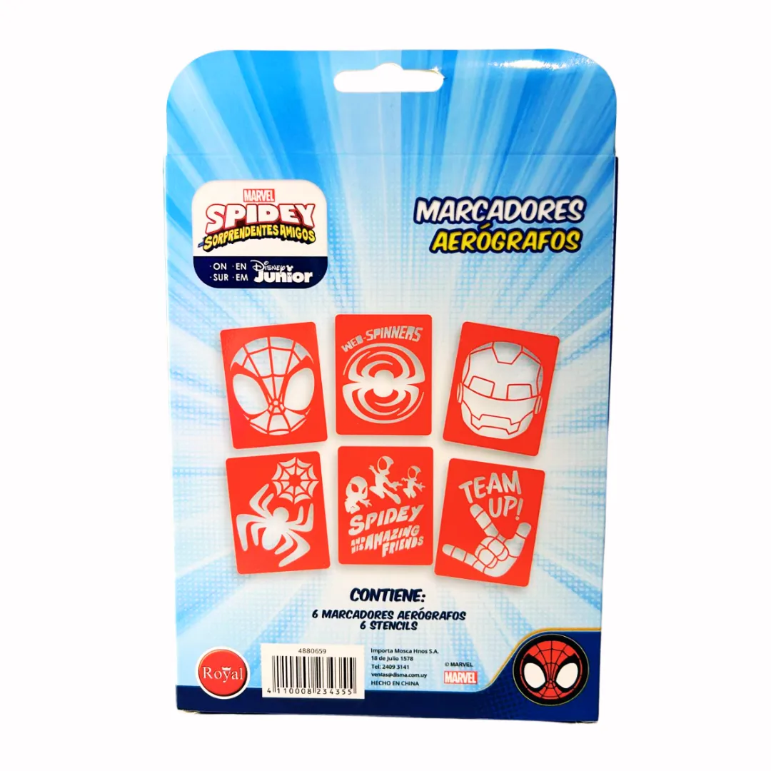 Marcadores Aerografo con Stencil Spidey - Royal