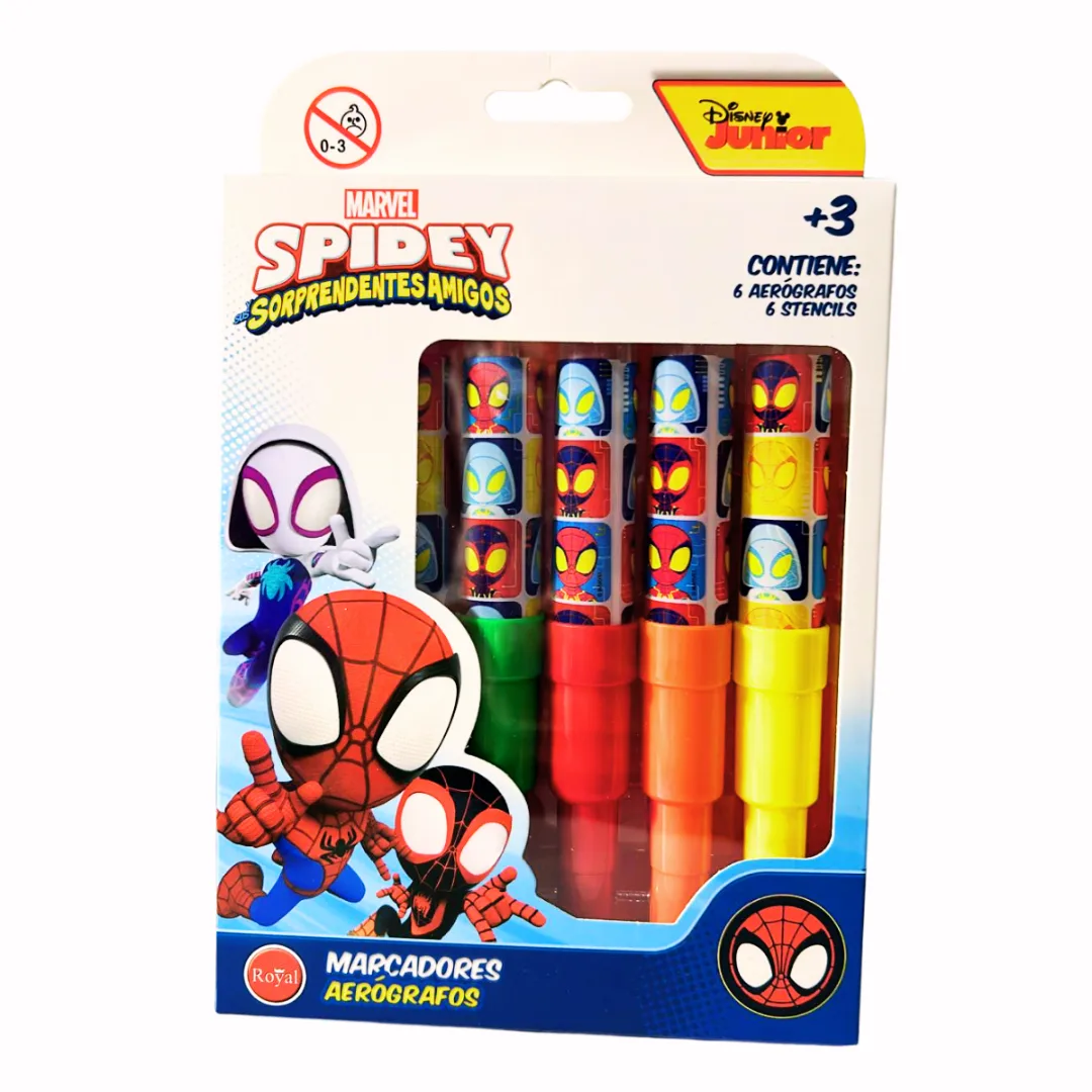 Marcadores Aerografo con Stencil Spidey - Royal