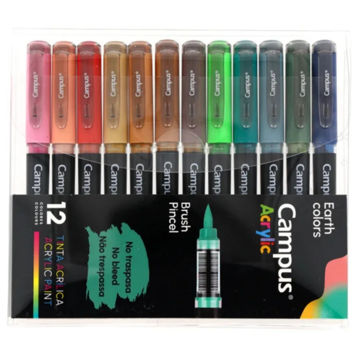 Marcadores de Pintura Acrilica Punta Pincel x12 Colores Tierra - Campus