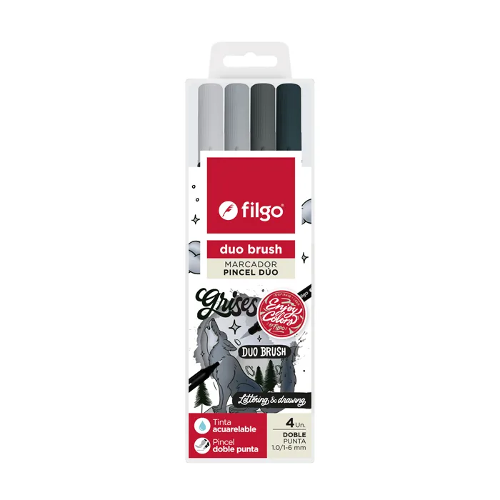 Marcadores Duo Grises x4 - Filgo