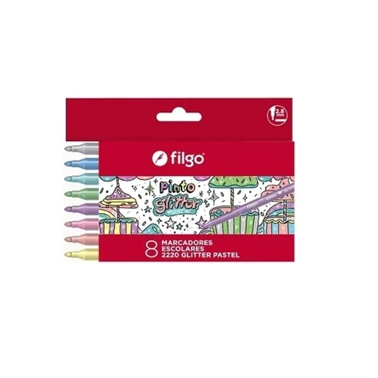 Marcadores Glitter Pastel x8 - Filgo