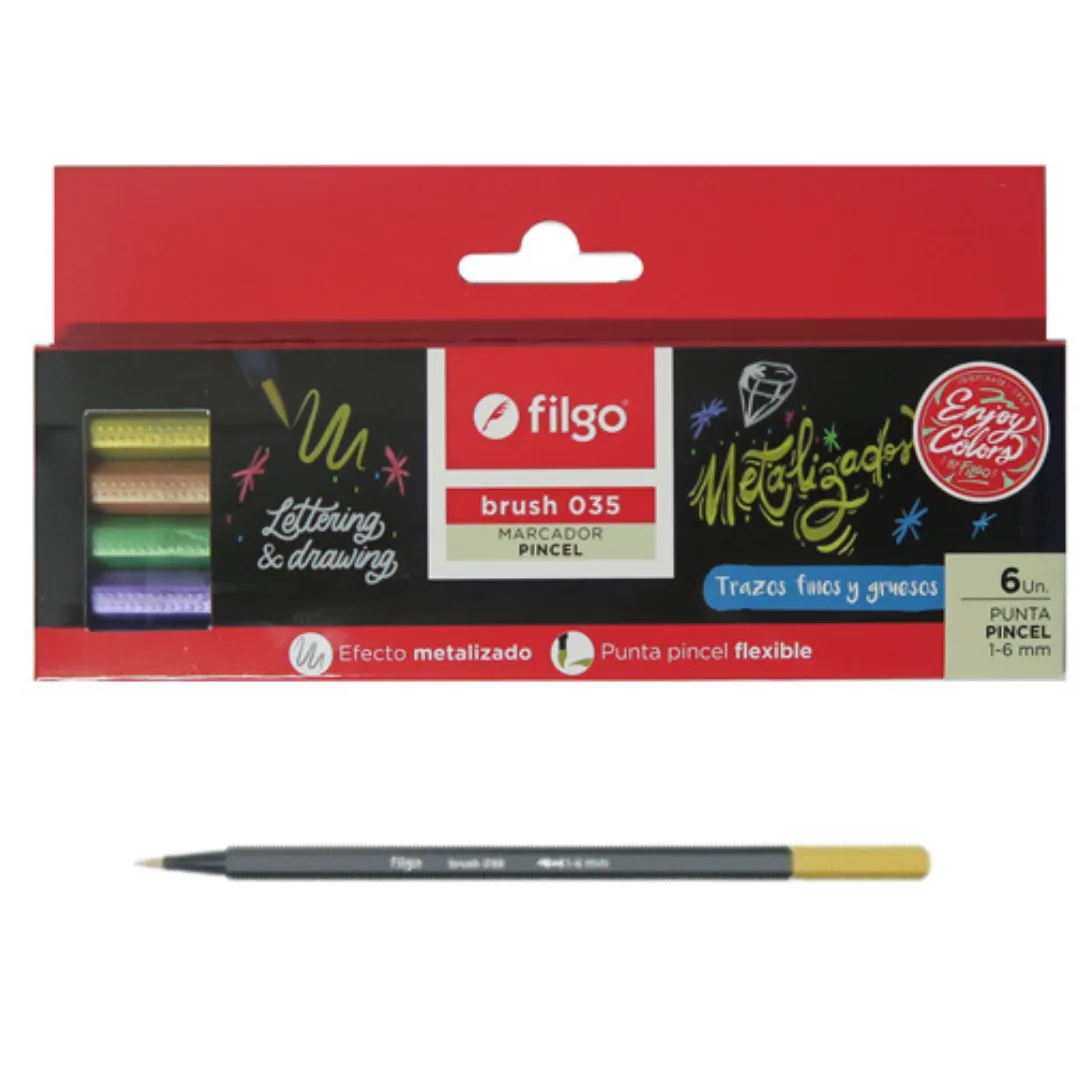 Marcadores Pincel Metalizados x6 - Filgo