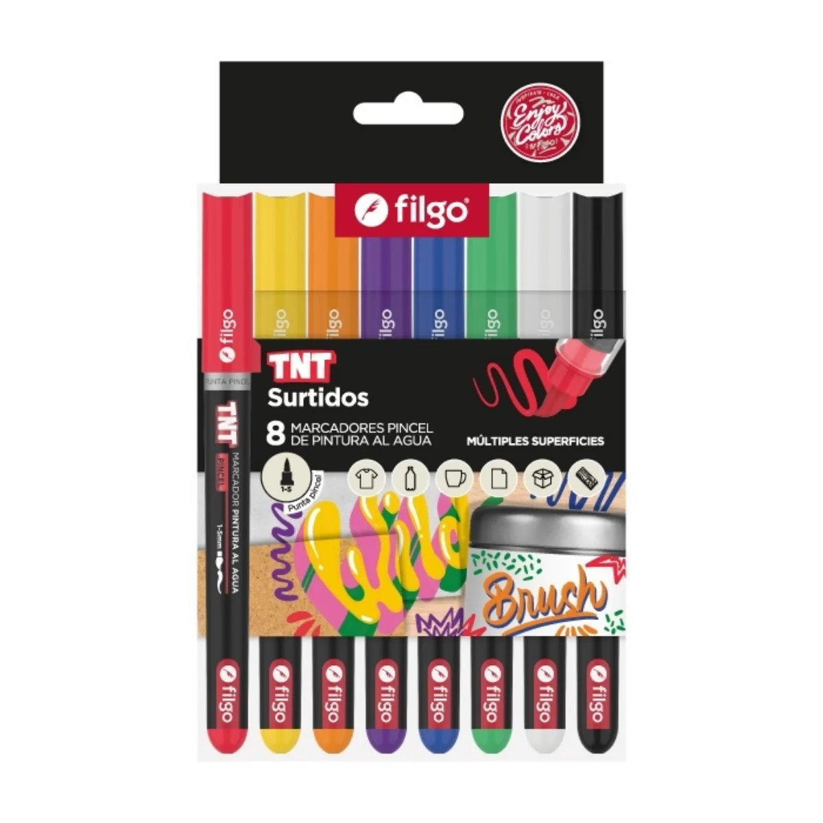 Marcadores TNT Punta Pincel x8 Colores - Filgo