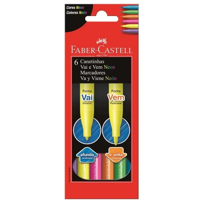 Marcadores Va y Viene x6 Neon - Faber Castell
