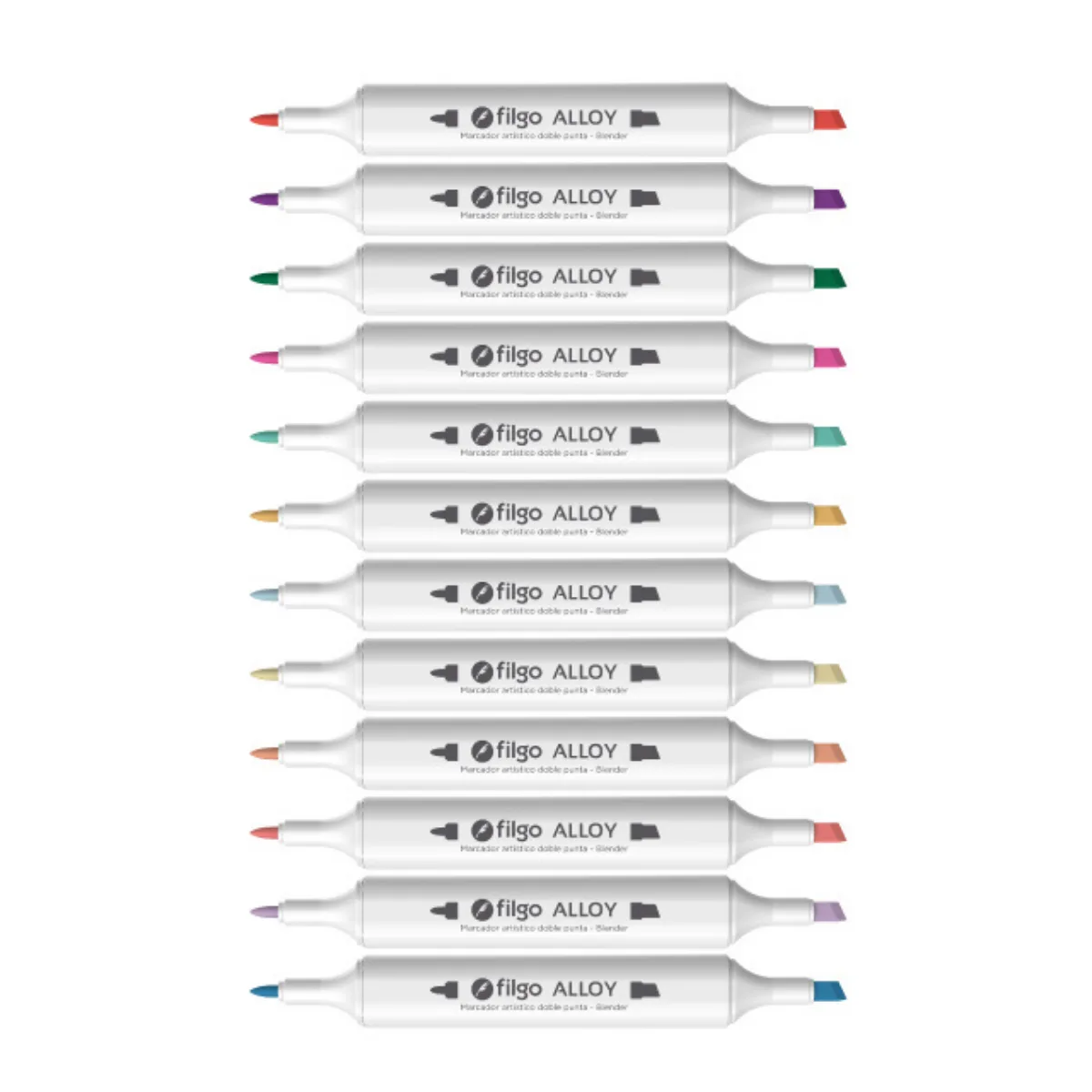 Marcadores x12 Alloy Artistico Doble Punta Tonos Secundarios - Filgo