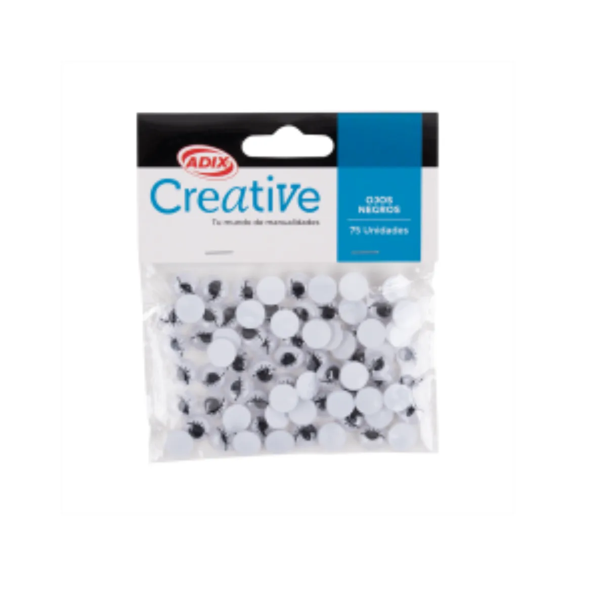 Mini Ojos Adhesivos Negros 10mm - Pack x75