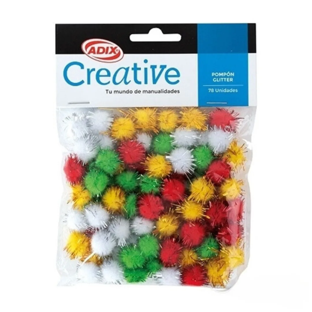 Mini Pompones Glitter - Pack 78 unidades