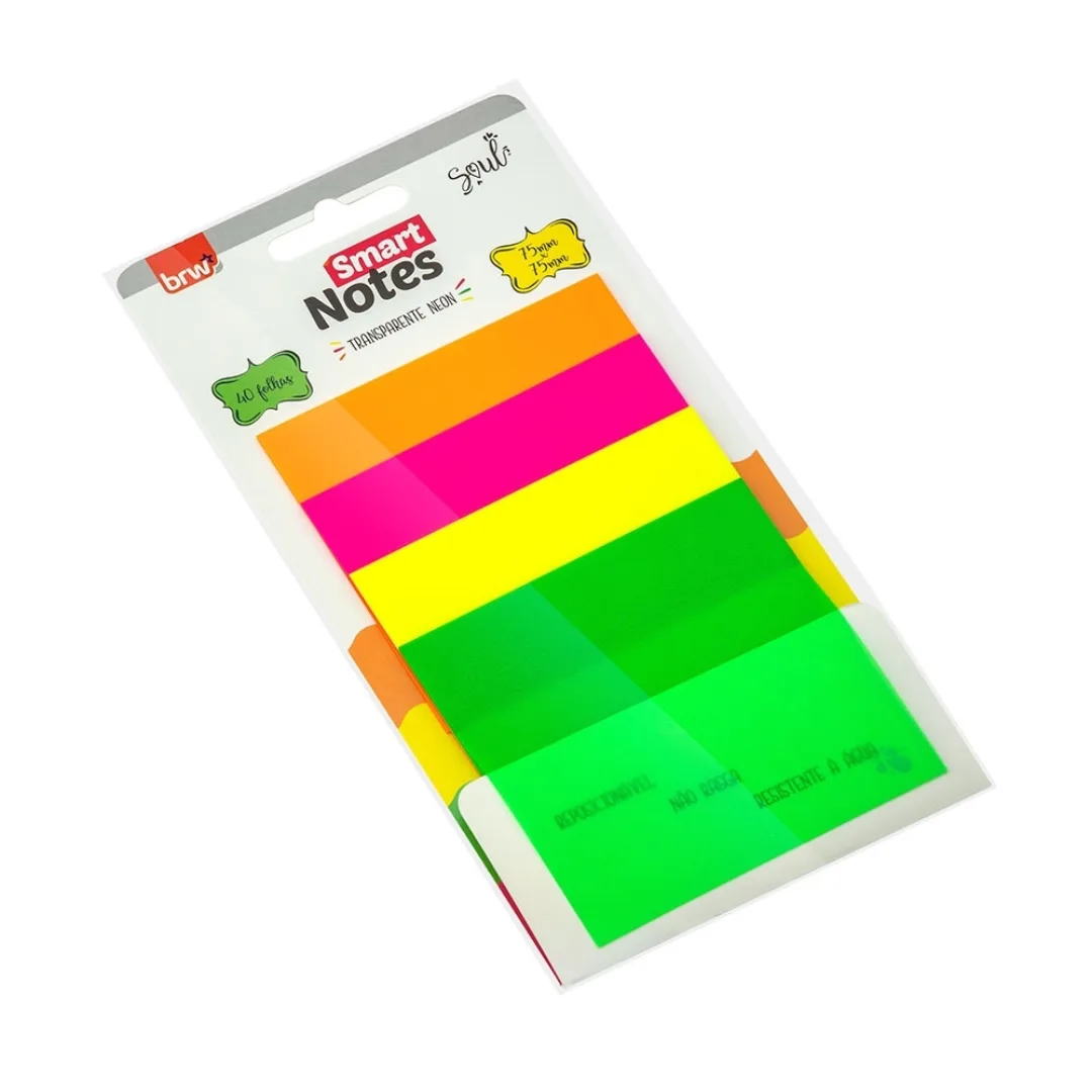 Notas Autoadhesivas Transparentes x40 Neon - BRW
