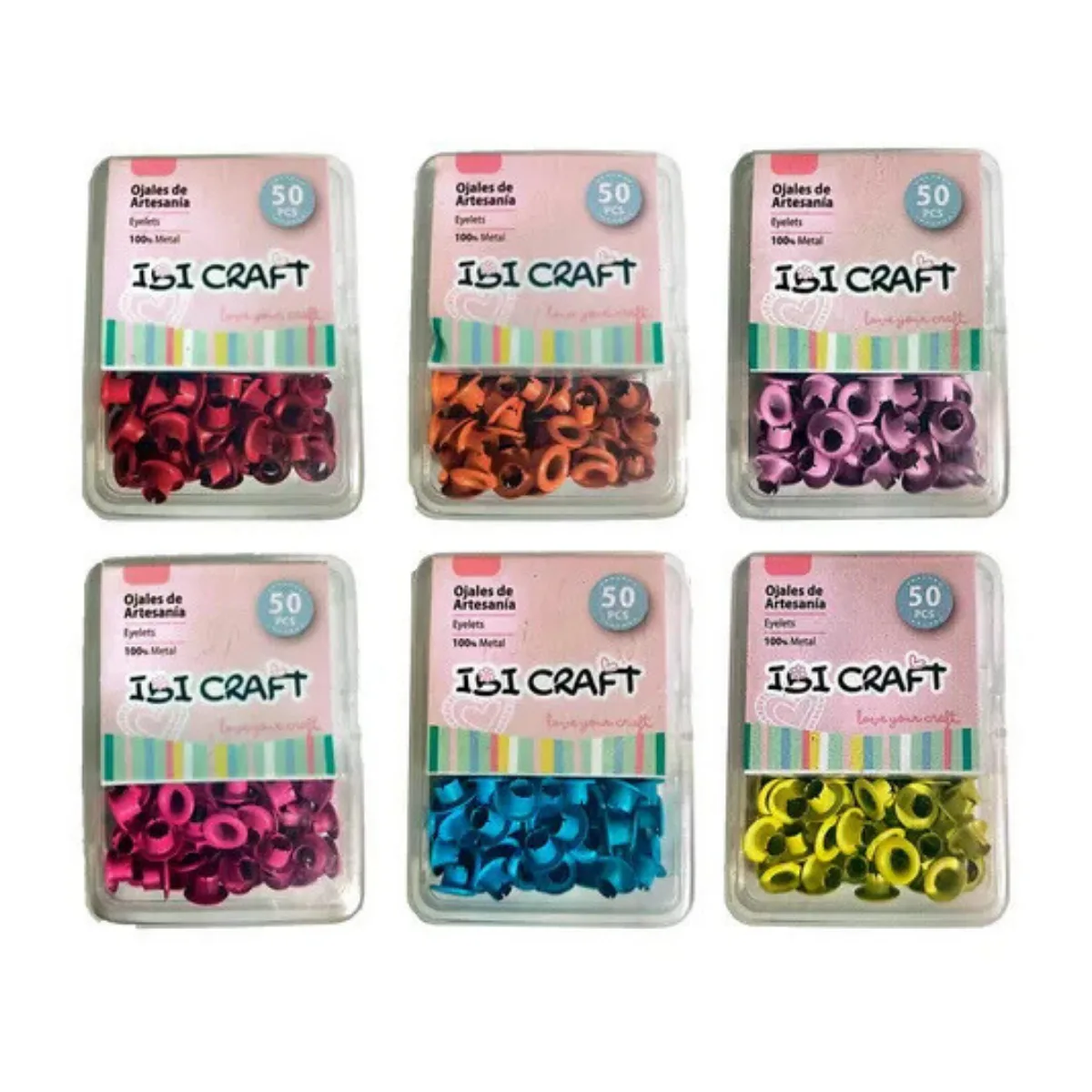 Ojales Metalicos de colores x50 - Ibi craft