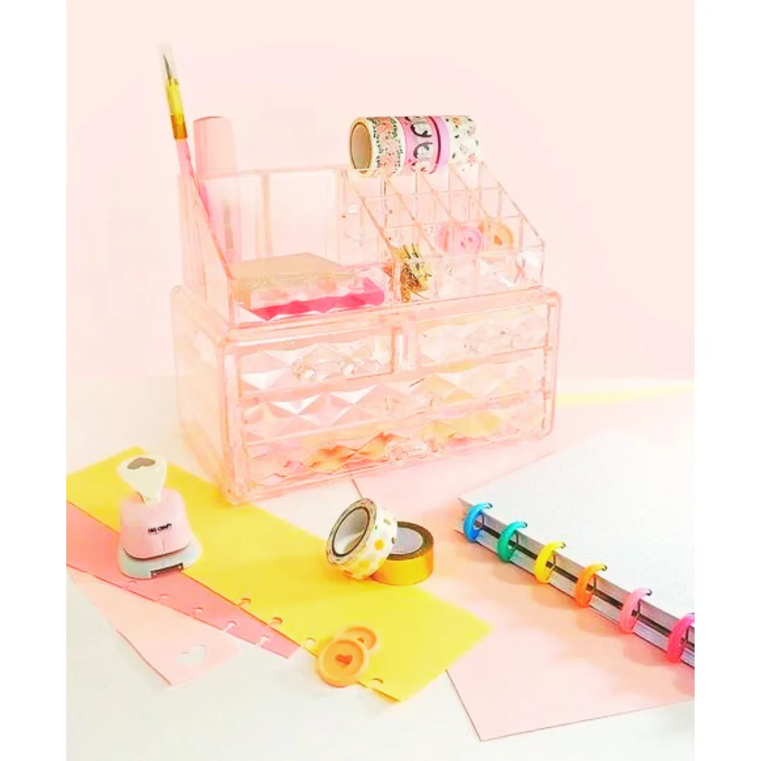 Organizador de escritorio Acrilico para maquillaje y utiles 4