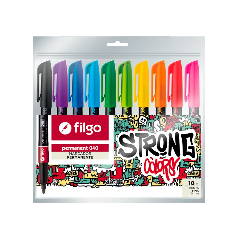 Pack 10 Marcadores Permanentes Strong - Filgo