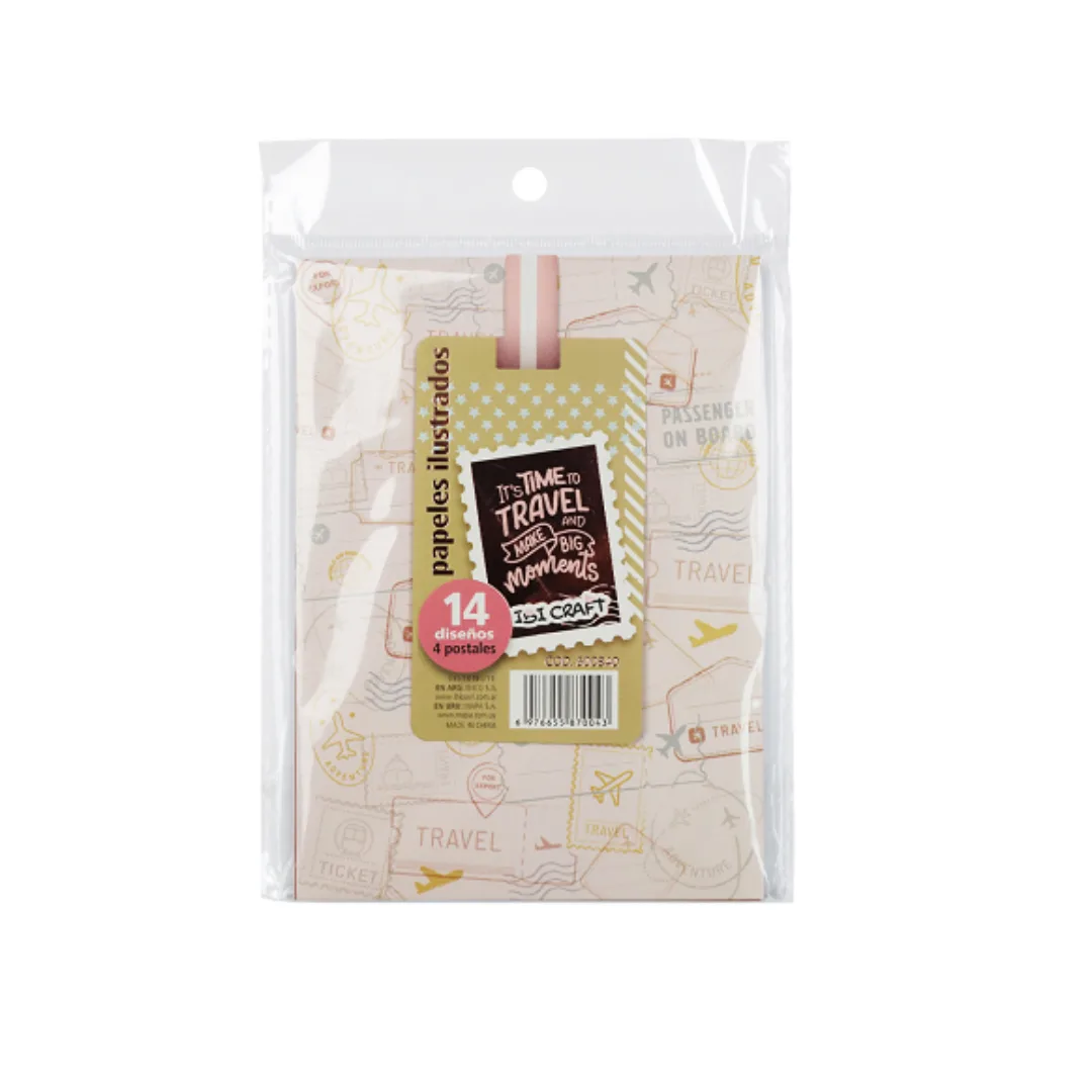 Pack 14 Tarjetas - Papeles Ilustrados Ibi Craft