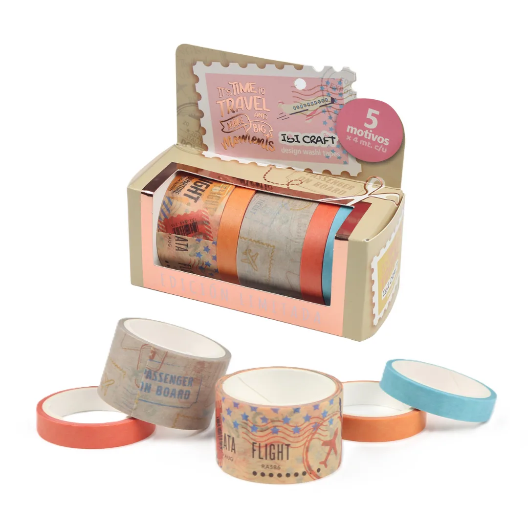 Pack Cinta Decorativa 5 Diseños Travel - Ibi Craft