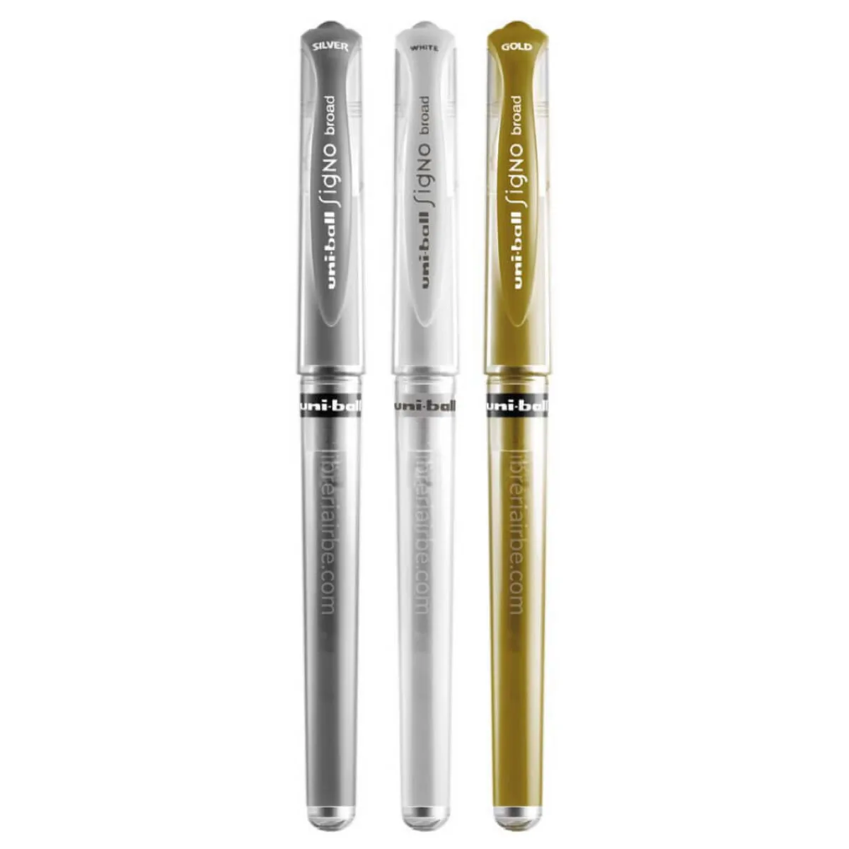 Pack x3 Lapiceras Uni-ball Dorado Plateado Blanco