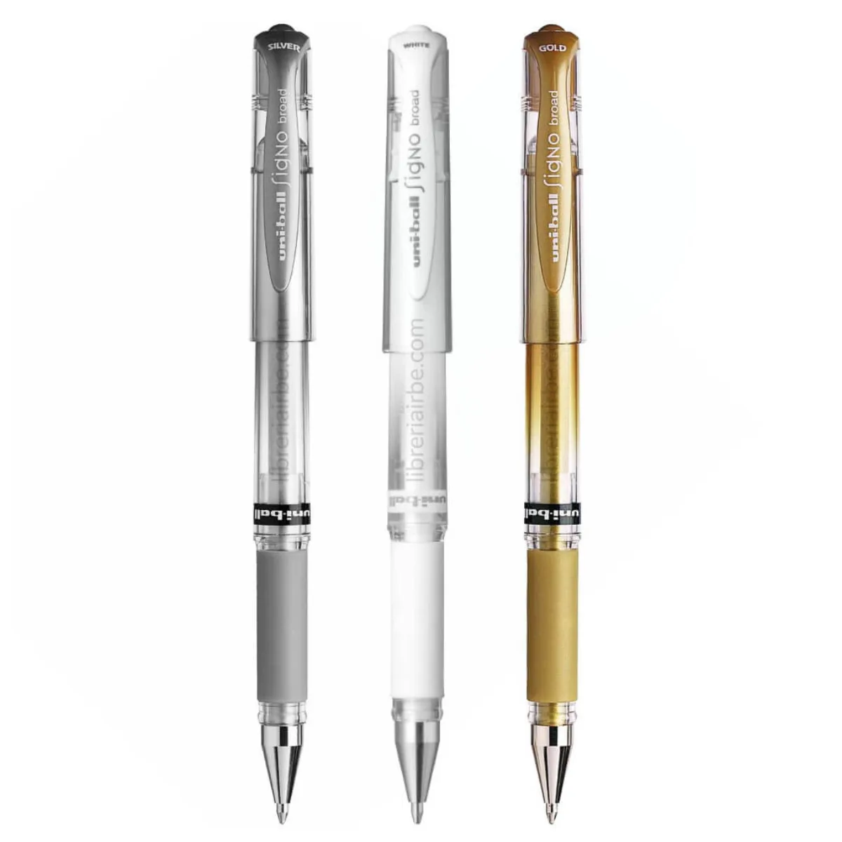 Pack x3 Lapiceras Uni-ball Dorado Plateado Blanco