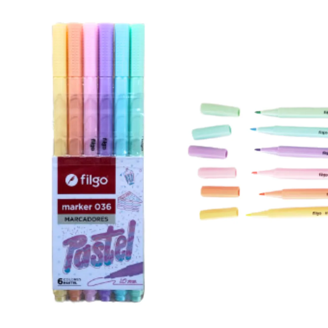 Pack x6 Marcadores Pastel - Filgo