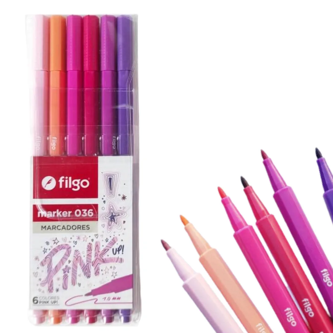 Pack x6 Marcadores Pink - Filgo