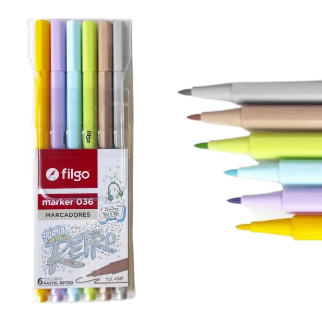Pack x6 Marcadores Retro - Filgo