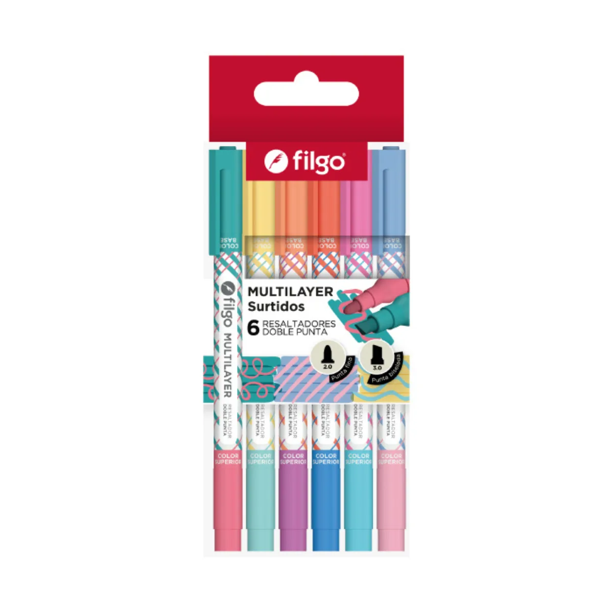 Pack x6 Resaltadores Doble Punta Superposicion - Filgo