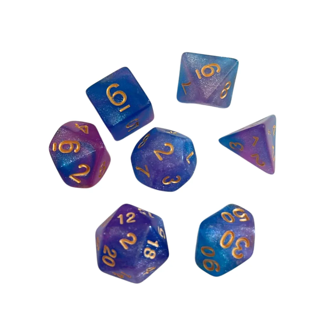 Pack x7 Dados de Rol - Azul con violeta