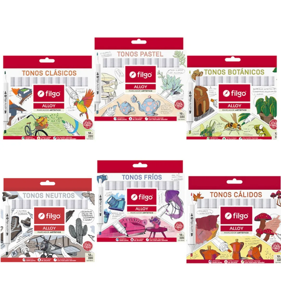 Pack X72 Marcadores Alloy Artistico Doble Punta - Filgo