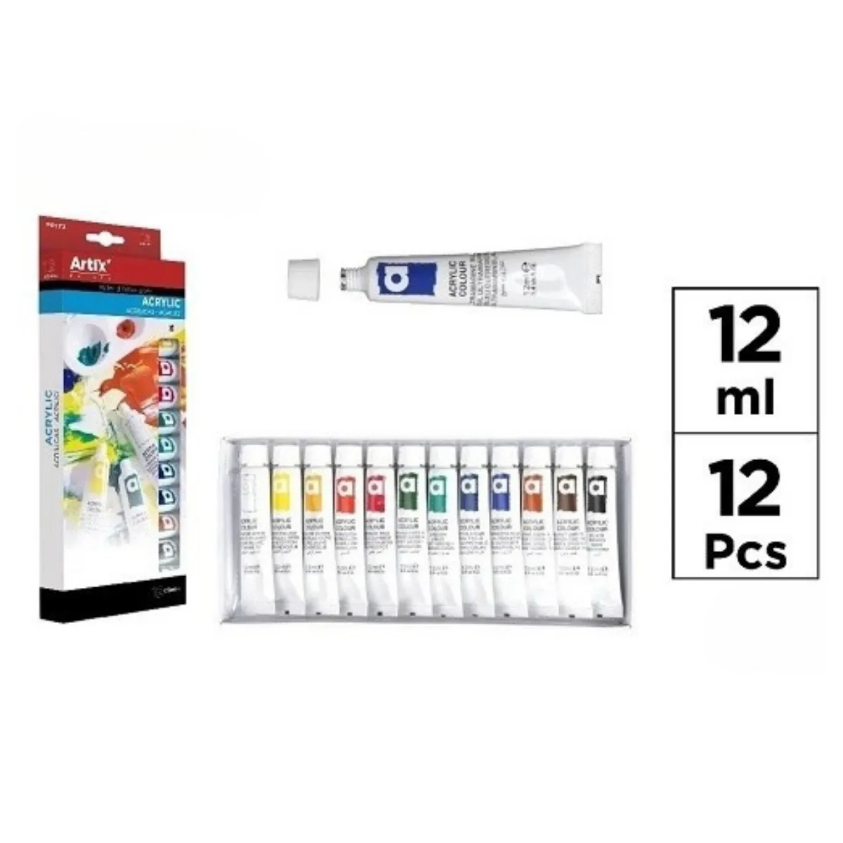 Pintura Acrilica x12 Colores - 12ml Artix