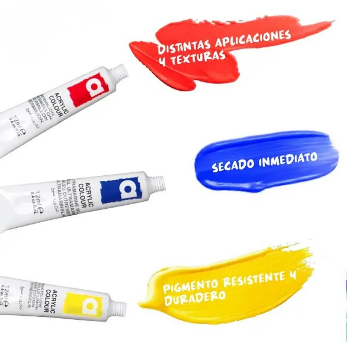 Pintura Acrilica x6 Colores - 12ml Artix