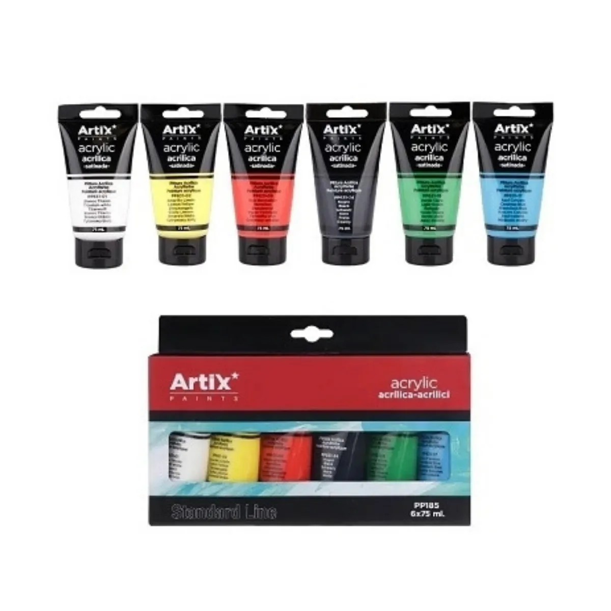 Pintura Acrilica x6 Colores - 75ml Artix