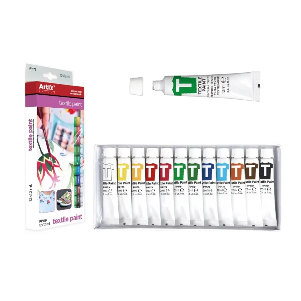 Pintura de Tela x12 Colores - 12ml Artix