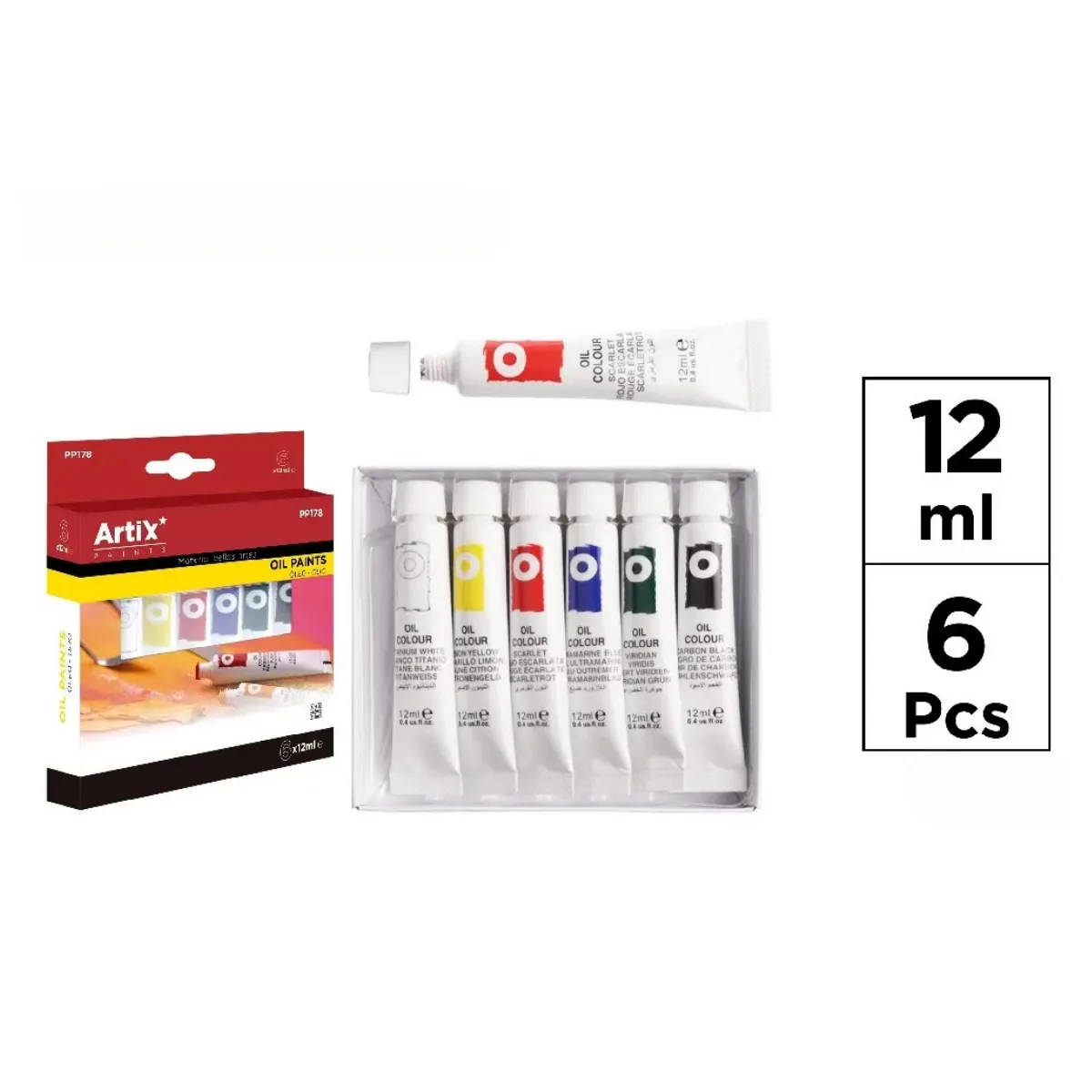 Pintura Oleo x6 Colores - 12 ml Artix