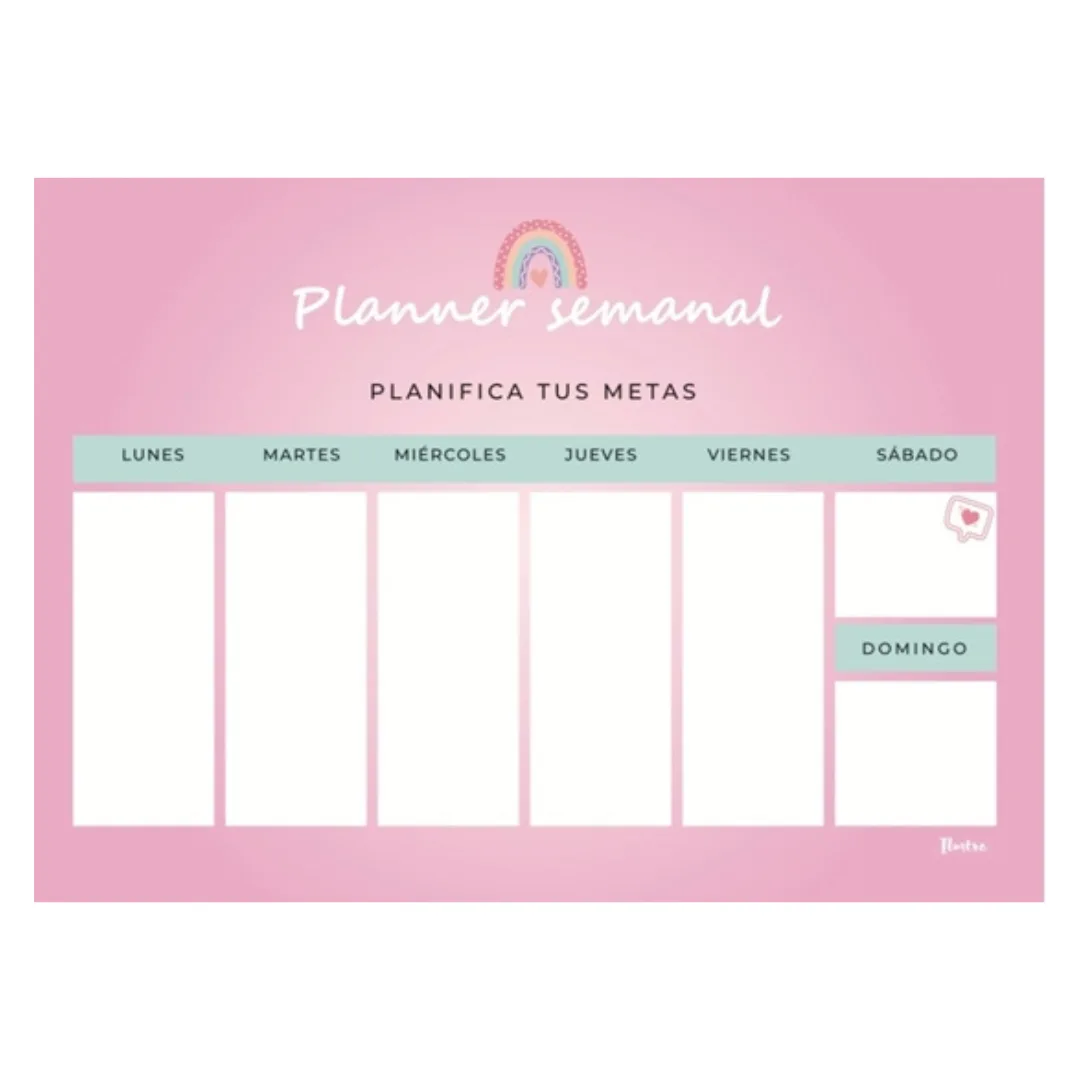 Planificador Semanal A4 Rosa