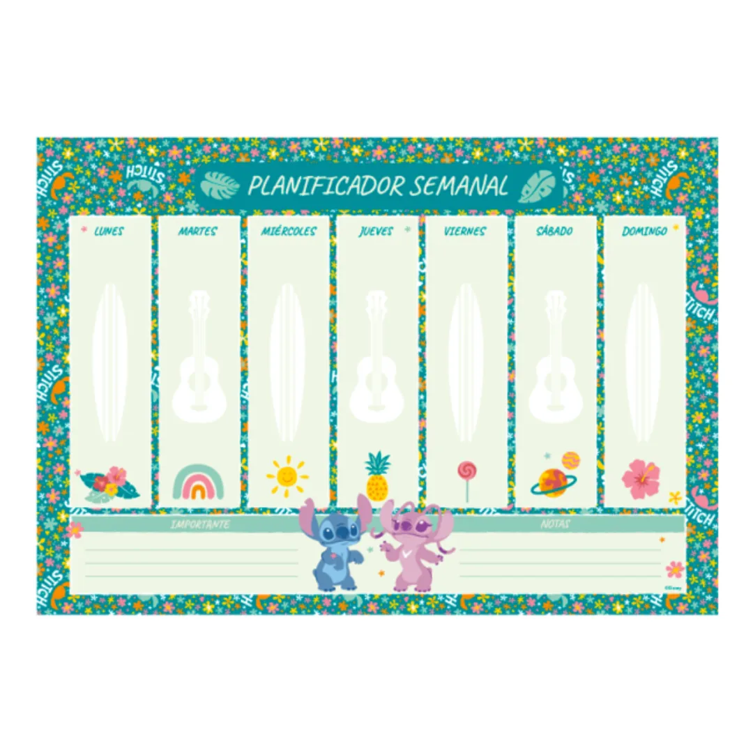 Planificador Semanal A4 - Stitch Verde