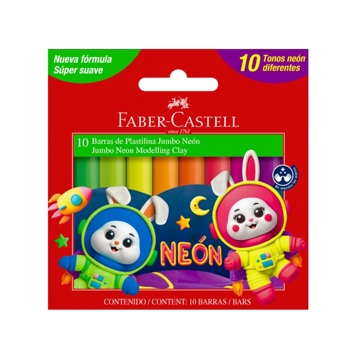 Plasticina Jumbo Neon x10 - Faber Castell