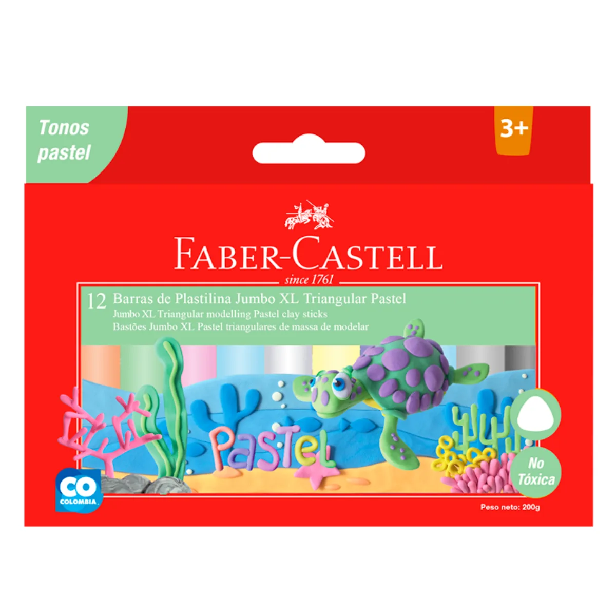 Plasticina XL Triangular  x12 Pasteles - Faber Castell