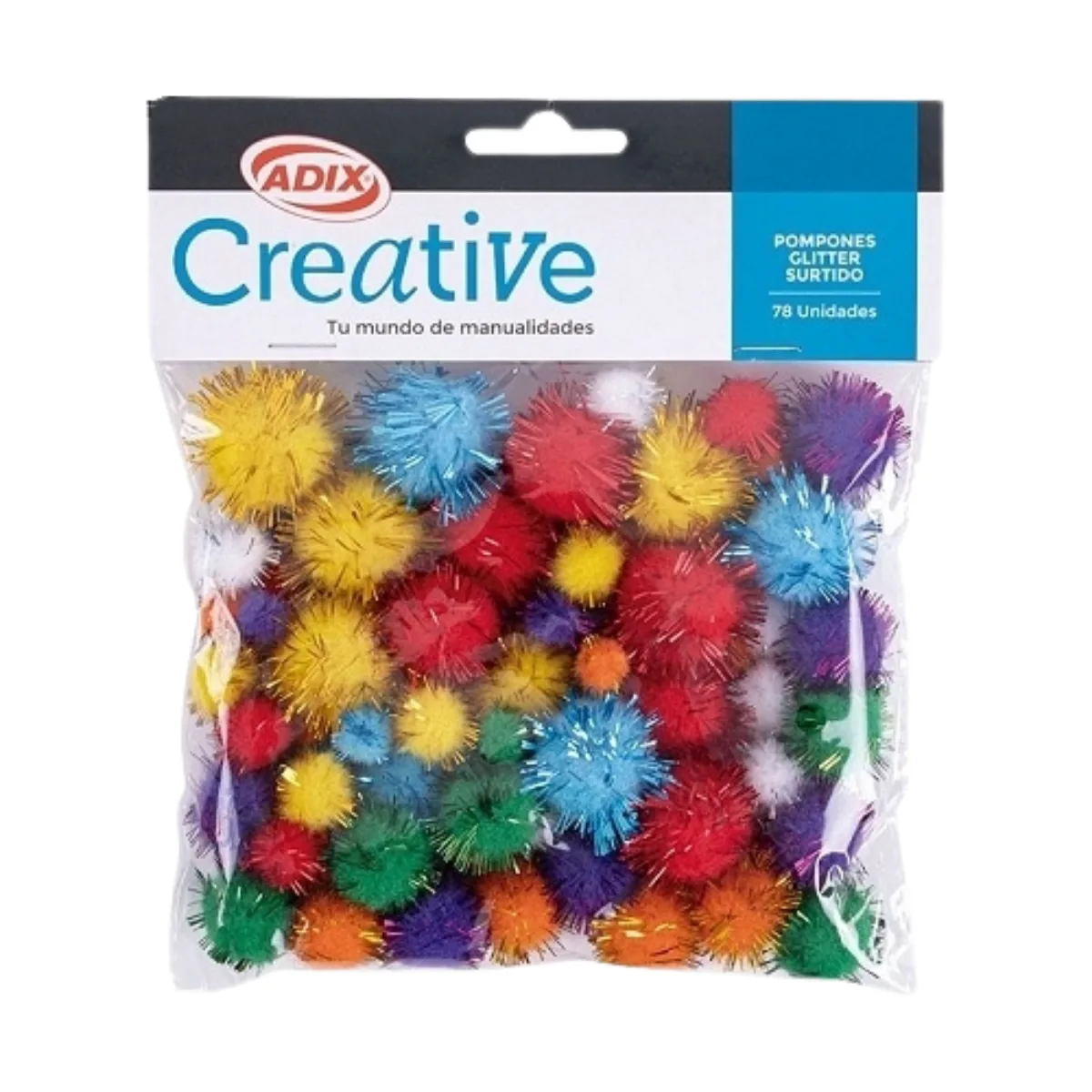 Pompones Surtidos Glitter - Pack 78 unidades