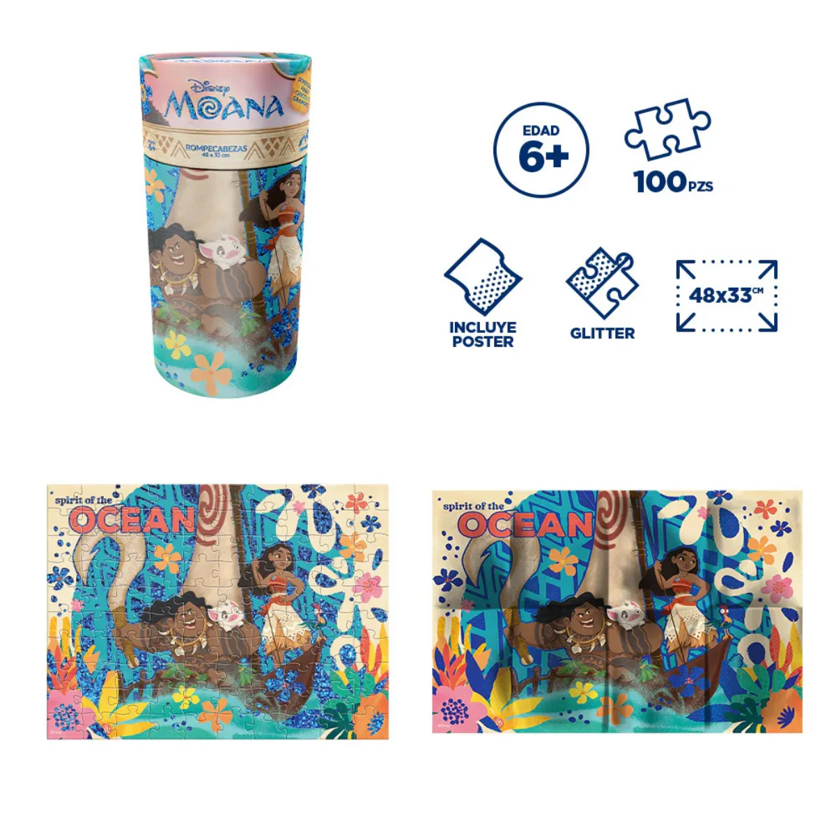 Puzzle 100 piezas y Poster - Moana 3
