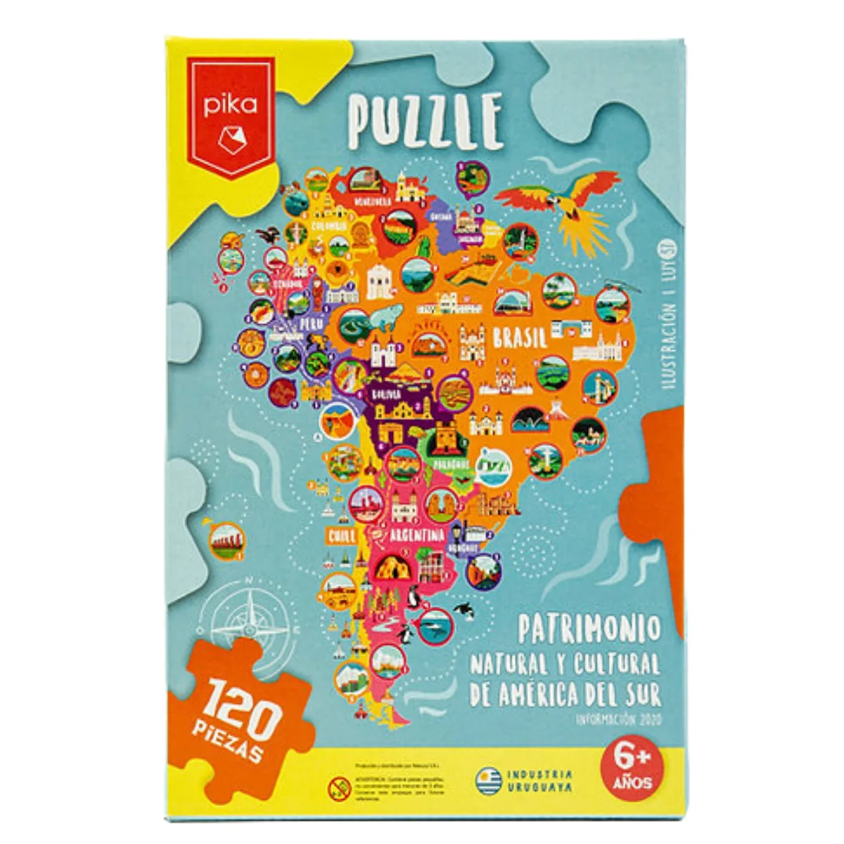 Puzzle 120 piezas America del Sur - Pika