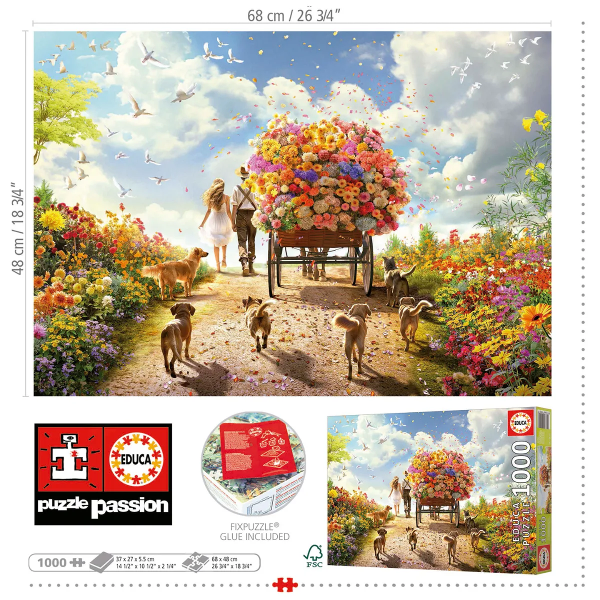 Puzzle Educa 1000 Piezas - Carro de Flores 3