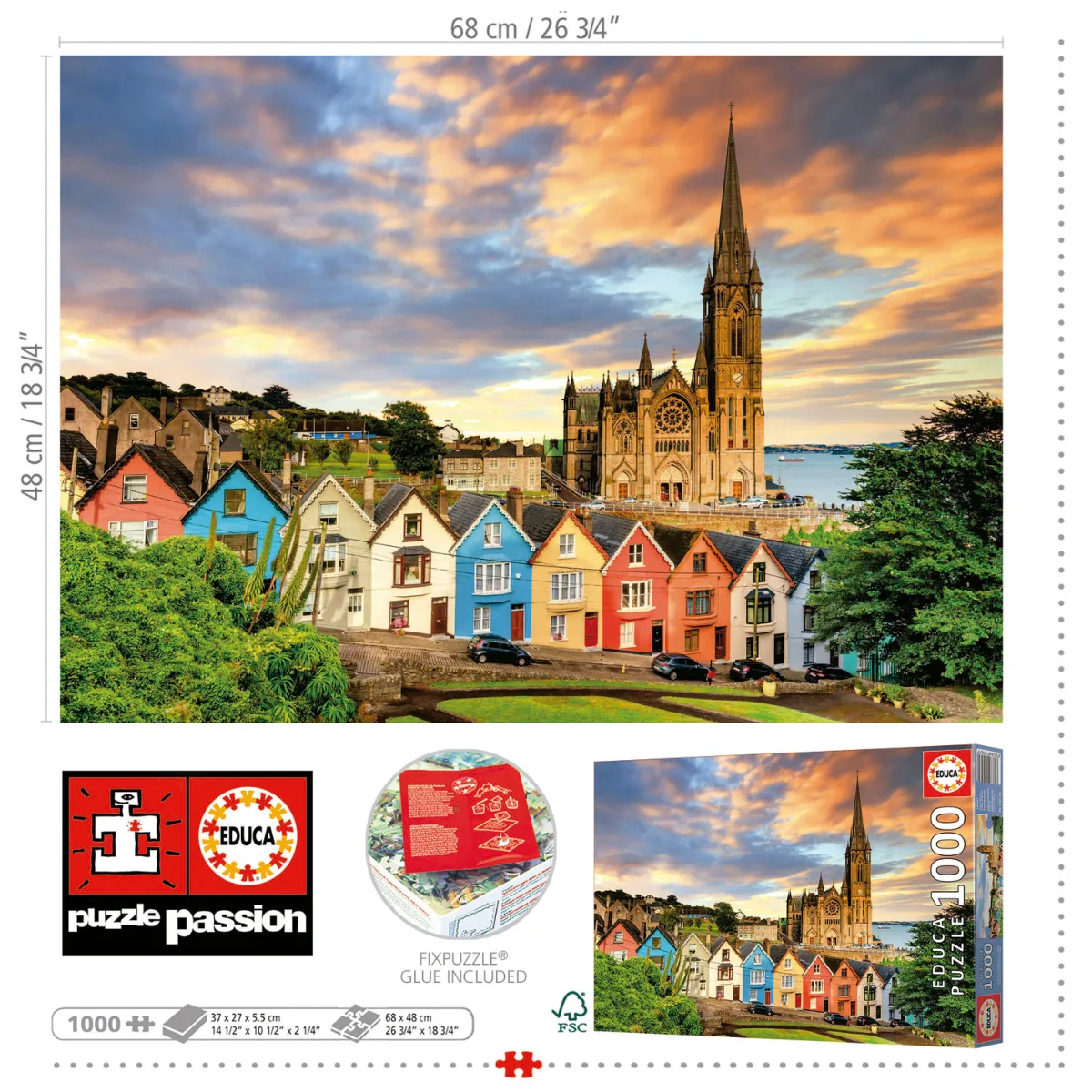 Puzzle Educa 1000 Piezas - Catedral de Cobh Irlanda