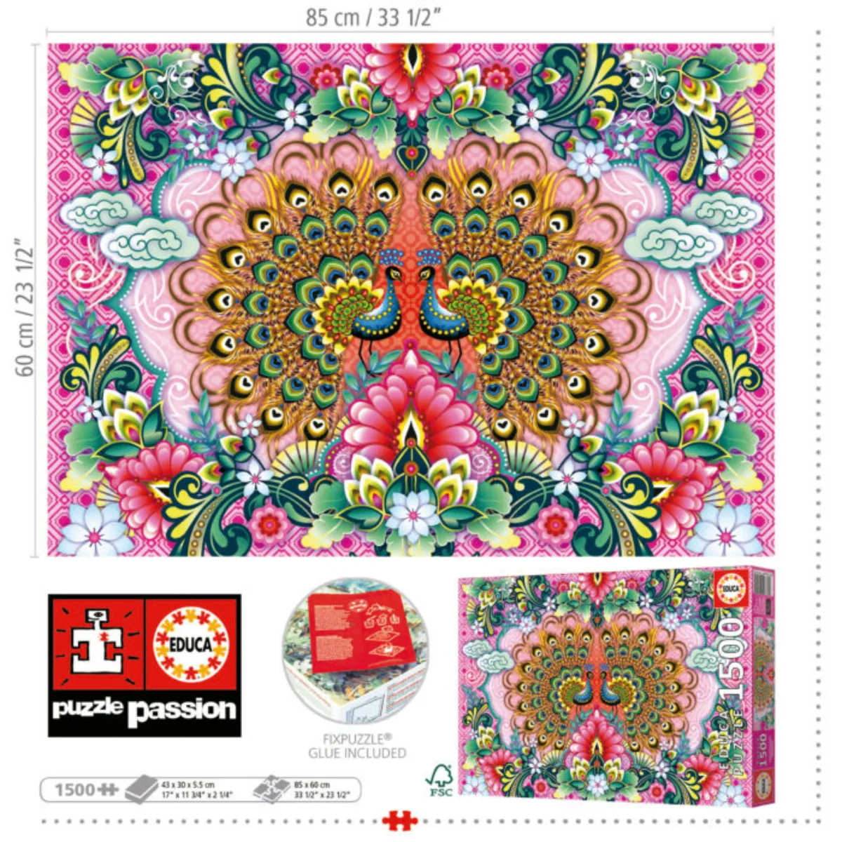 Puzzle Educa 1500 Piezas - Pavos reales de Bengala 4