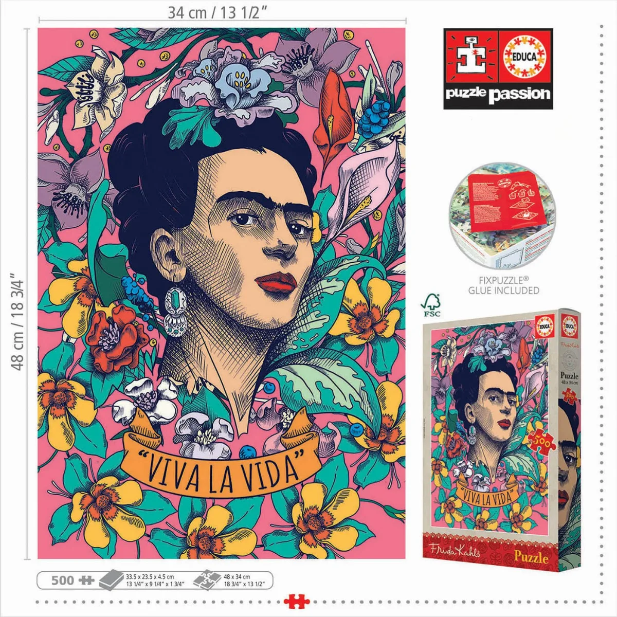 Puzzle Educa 500 Piezas - Frida Kahlo 3